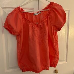 St. John’s Bay S/S Top, size large, peach, elastic sleeves and waist